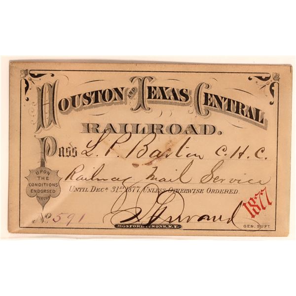 Houston & Texas Central Railroad Annual Pass  1877 [183422]