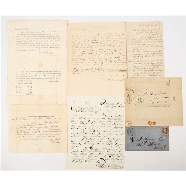 Midwest Postal History;  6 Letters c.1820s-70s [206724]