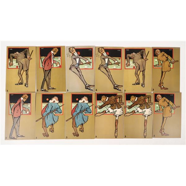 Billiards Art Nouveau Postcards (11) [206537]