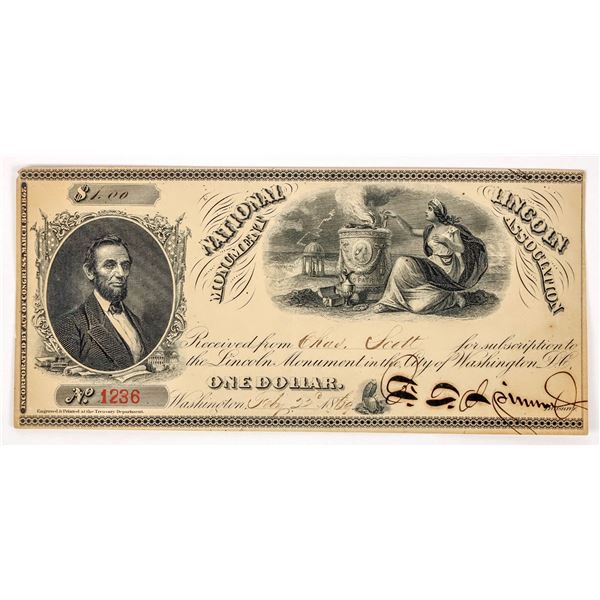 Lincoln Monument Receipt [205542]