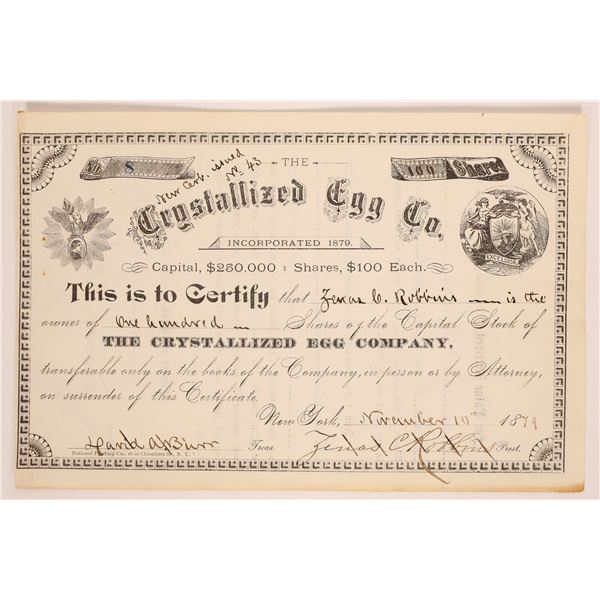 Lincoln Appointee Zenas C. Robbins Signed Stock Certificate [182193]