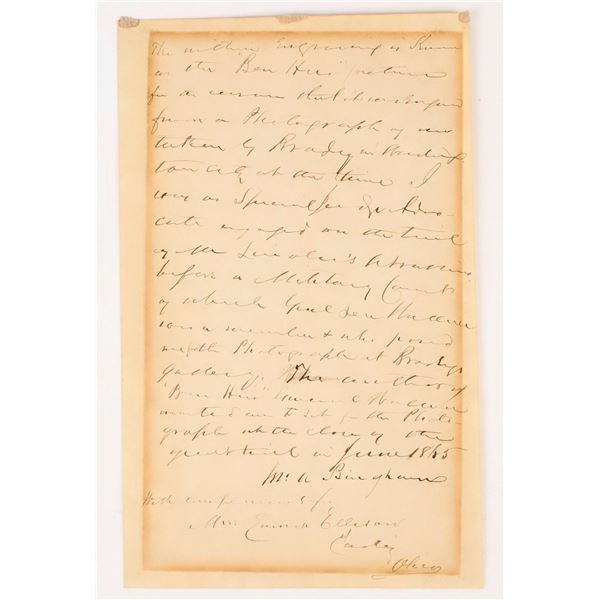 Letter Inquiring About Personal Photos At Lincoln Assassins' Trial [206616]