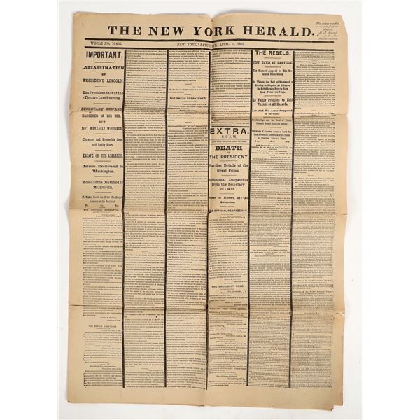 The New York Herald Reproduction of the Lincoln Assassination April 15, 1865  [205157]