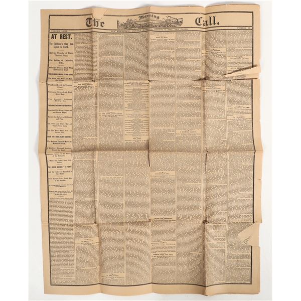 San Francisco Paper "The Morning Call" on General U.S. Grant's Funeral August 9, 1885 [205156]