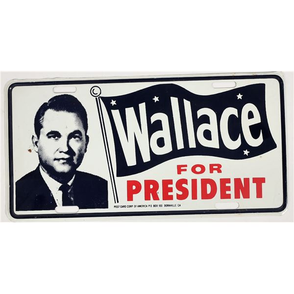 Wallace For President Metal License Plate - RARE! [204397]