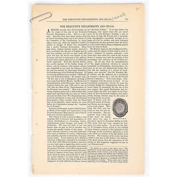 Executive Depts And Seals Pamphlet, 1860s [195239]