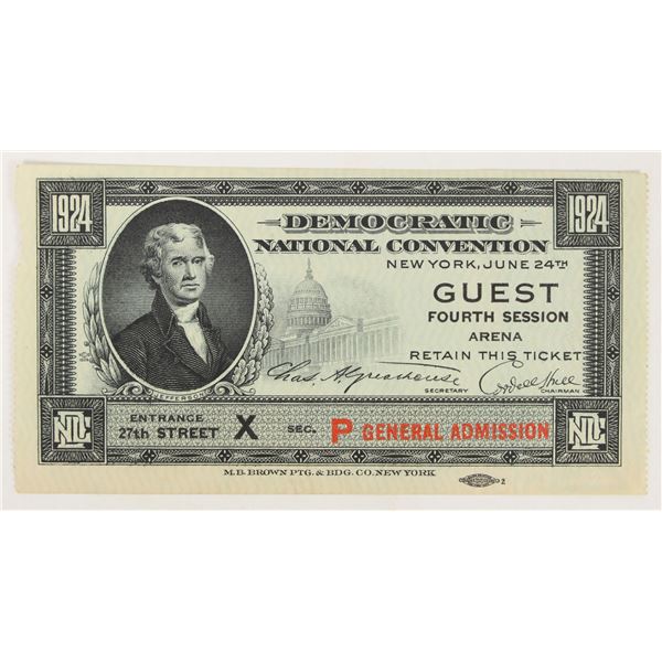 Democratic National Convention Ticket  1924 [204953]
