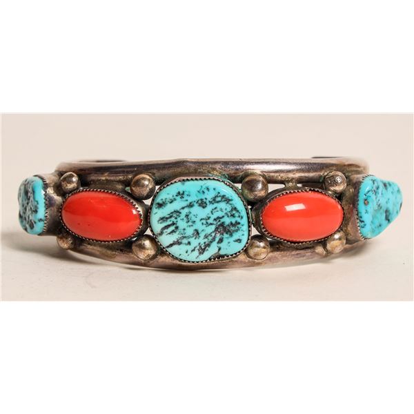 Turquoise Coral Cuff Bracelet [185930]