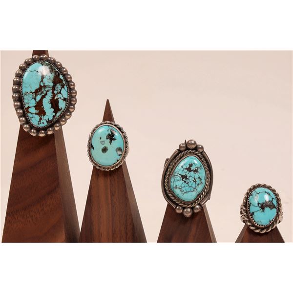 Navajo Turquoise Silver Rings (4) [186582]