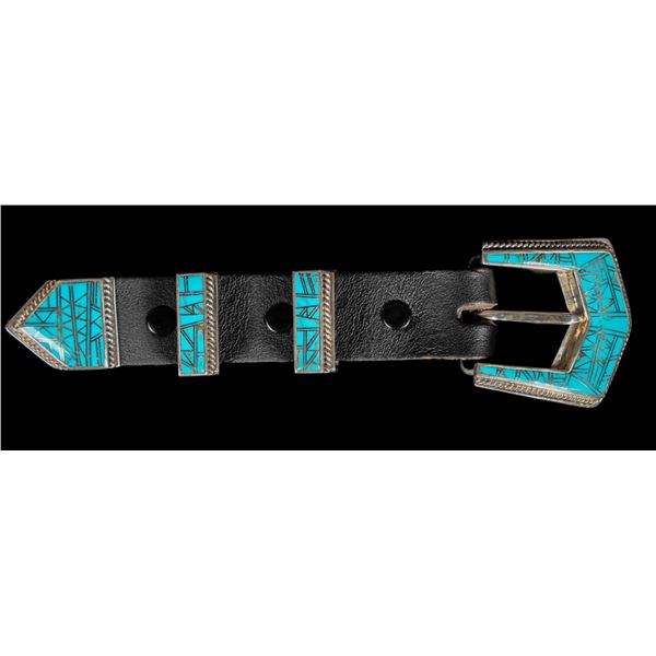 Turquoise and Silver Ranger Buckle Set [200088]