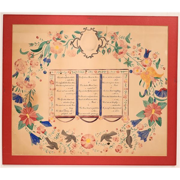 Hand Colored Poem with Floral Border, c. 1800s [180910]