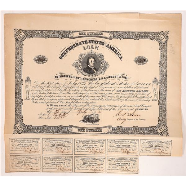 Confederate States of America Bond, $100, 1862 [180914]