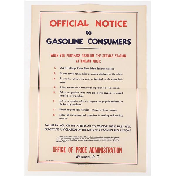 World War Two Gasoline Rationing Broadside [205717]