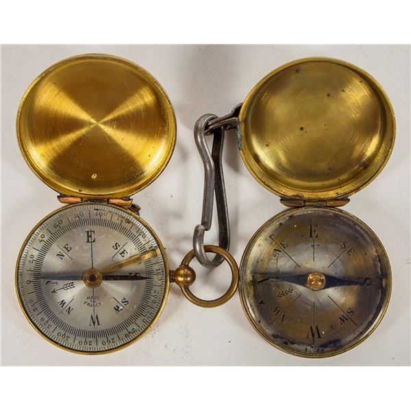 Two Pocket Compasses Made in France  c.1920's (2) [200988]