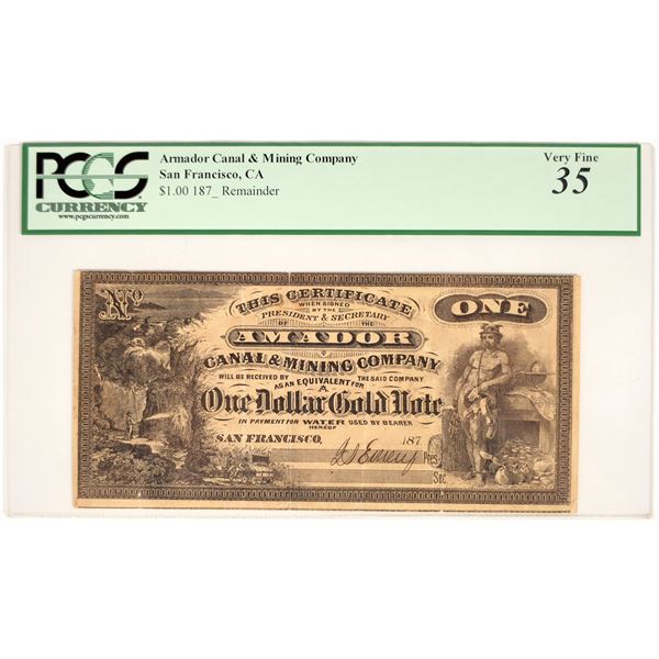 Amador Canal & Mining Co. $1 Note [200117]