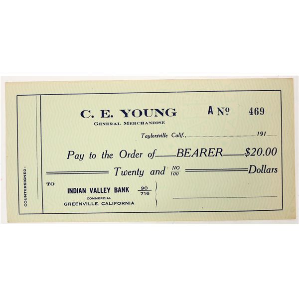 CE Young, Taylorsville, California $20 Scrip Note [204527]