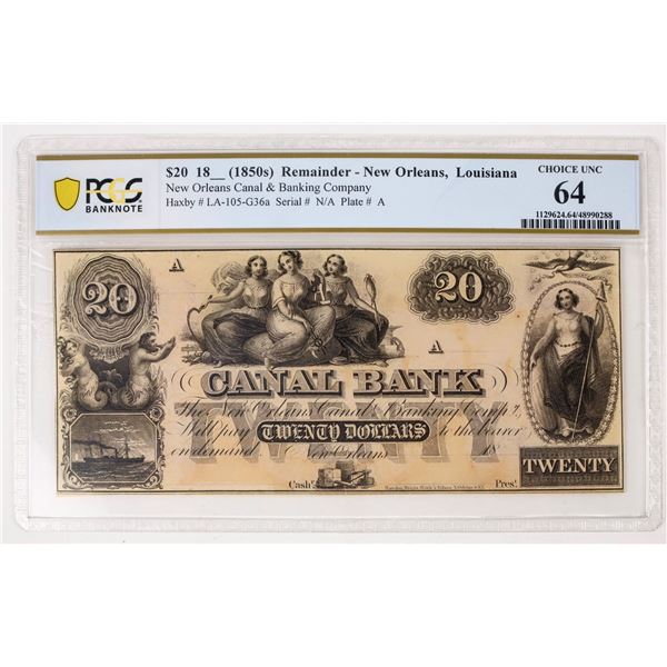Canal Bank $20 Note Choice Unc. 64 [206077]