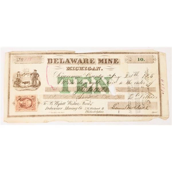 Delaware Mine $10 Note 1865 [207177]