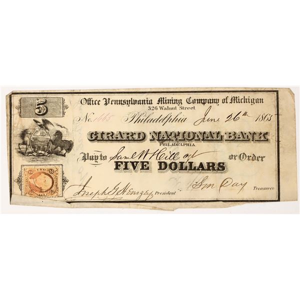 Pennsylvania Mining Company $5 Scrip Note 1865 [207182]