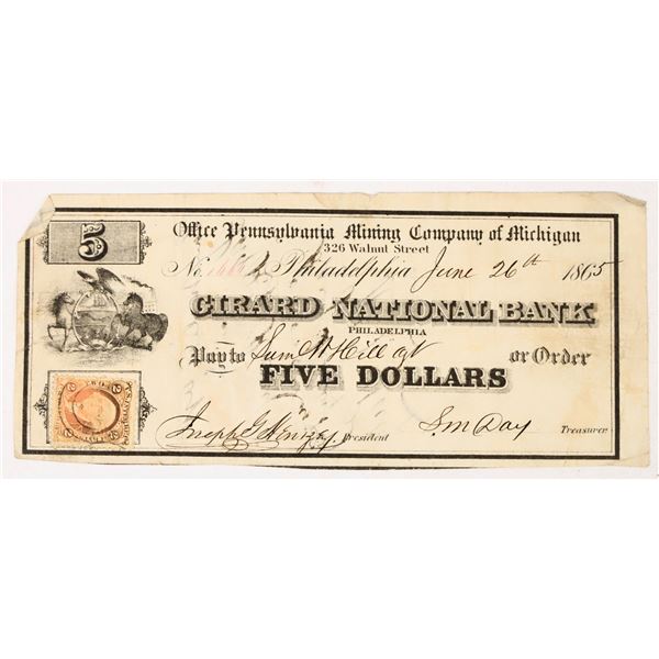 Pennsylvania Mining Company of Michigan $5 Scrip [207178]