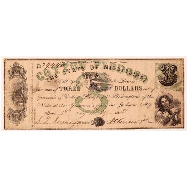 Mississippi-Criswell 19 $3 Confederate Currency [184805]
