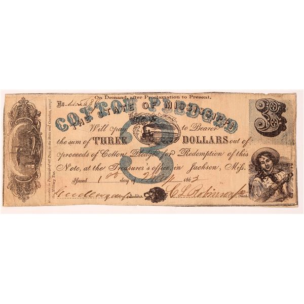 Mississippi-Criswell 23 $3 Confederate Currency [184799]