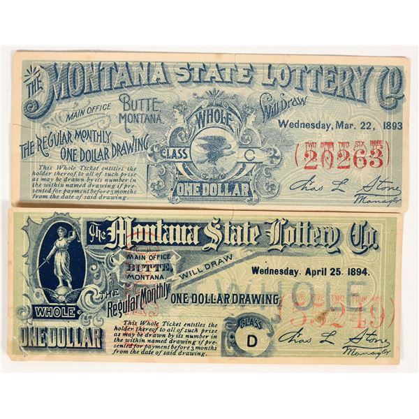 Montana State Lottery Tickets, 1890s [200892]