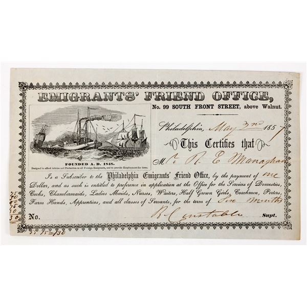Scrip- Emigrants Friend, 1857 [206469]