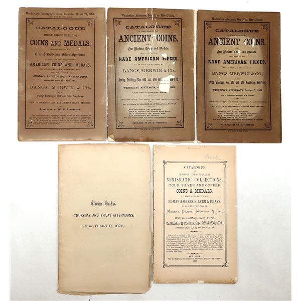 Bangs, Merwin  & Co. Coin Auction Catalogs 1863-1876 (5) [196470]