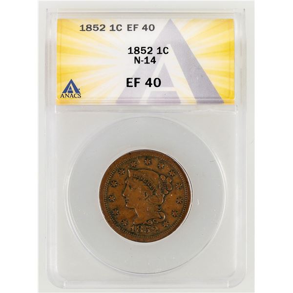 Braided Hair Large Cent 1852 EF 40 [157635]