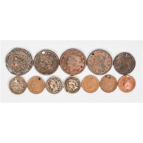 U. S. Coppers Half Cents & Cents Holed (12) [202940]