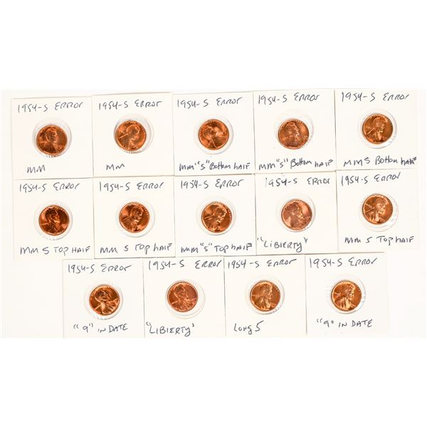 1954-S Lincoln Cent Error Coins (14) [198255]