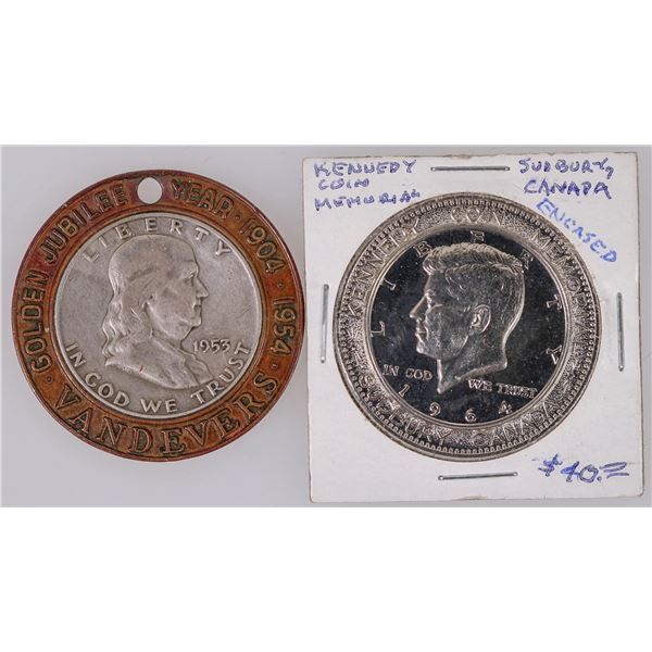 Encased Franklin/Kennedy Silver Half Dollars (2) [206452]
