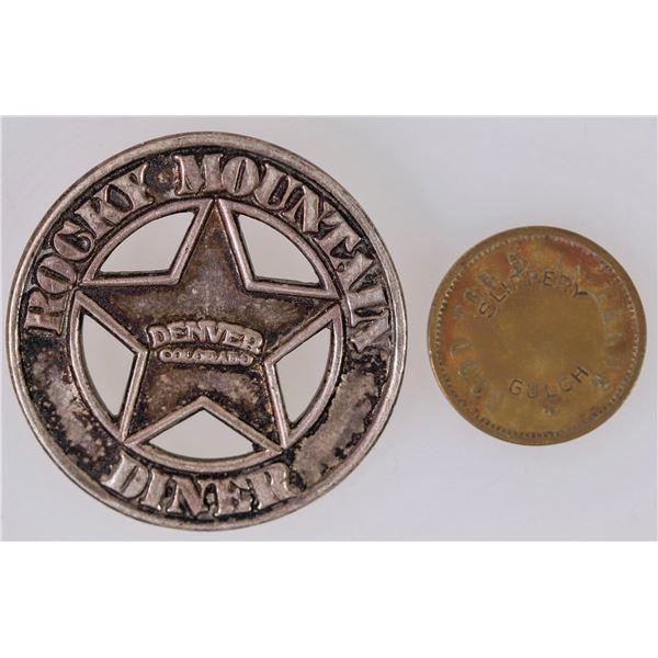 Rocky Mountain Diner Badge/Slippery Gulch Token [206392]
