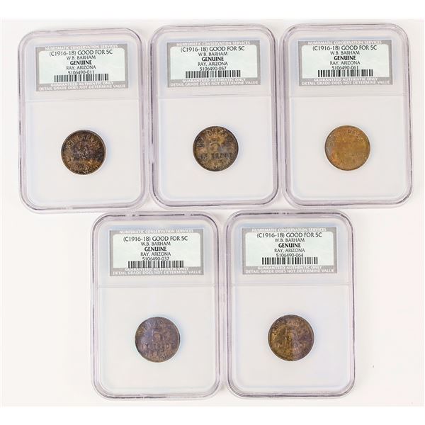 W. B. Barham Tokens (5) [207198]