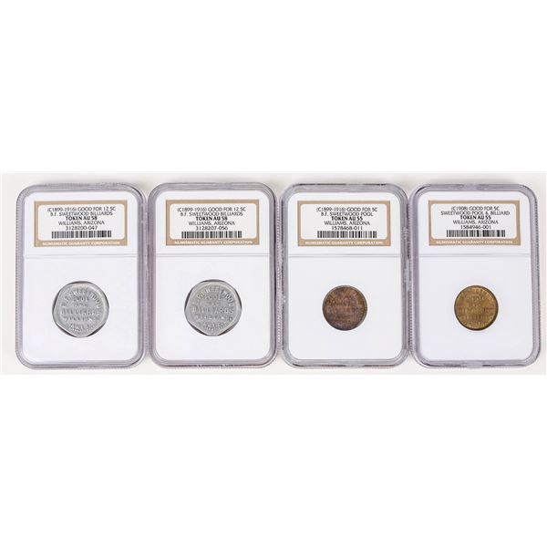 B. F. Sweetwood Billiards Tokens (4) [207217]