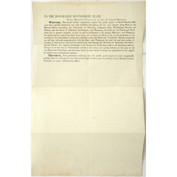 Post Master General Letter c.1861 Civil War [206820]