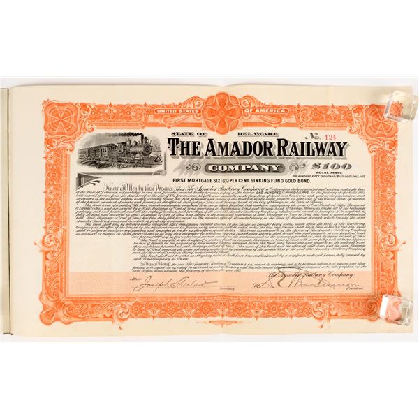 Amador Railway $100 Gold Bond [207494]