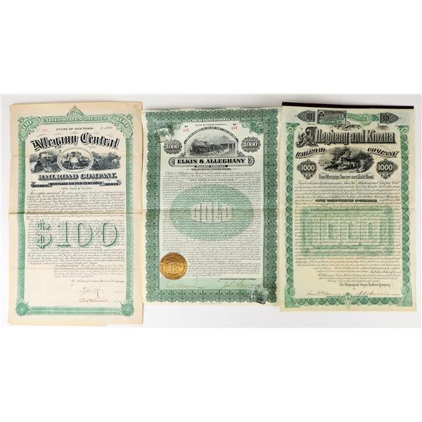 Alleghany, Allegheny and Allegany Rails Bonds (3) [207643]