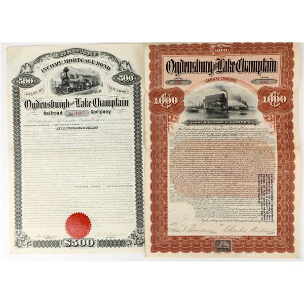 Ogdensburg(h) and Lake Champlain Rail Bonds (2) [207645]