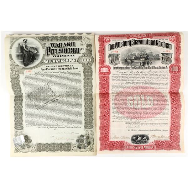 Pittsburgh Railroad Gold Bond Pair (Two Different) [207590]