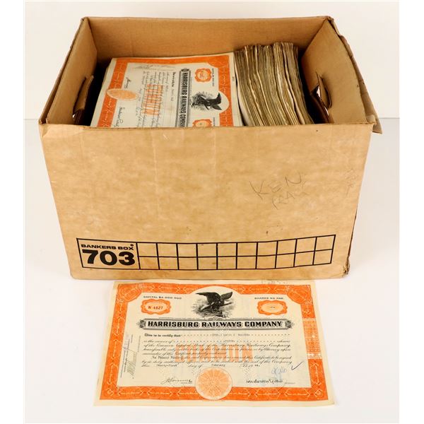 Harrisburg Railways Company Stock Certificates (1500+) [207463]