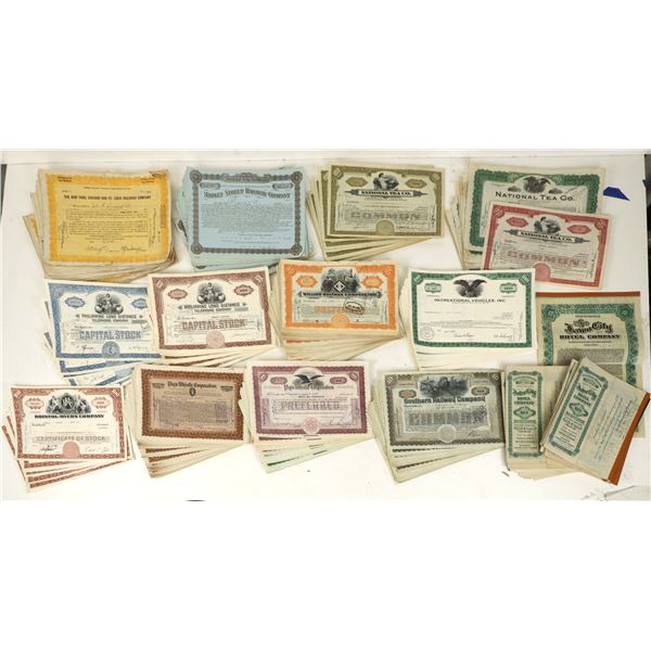Stock Certificate Miscellany, Over 500, Large Groups, 10 Different [207378]