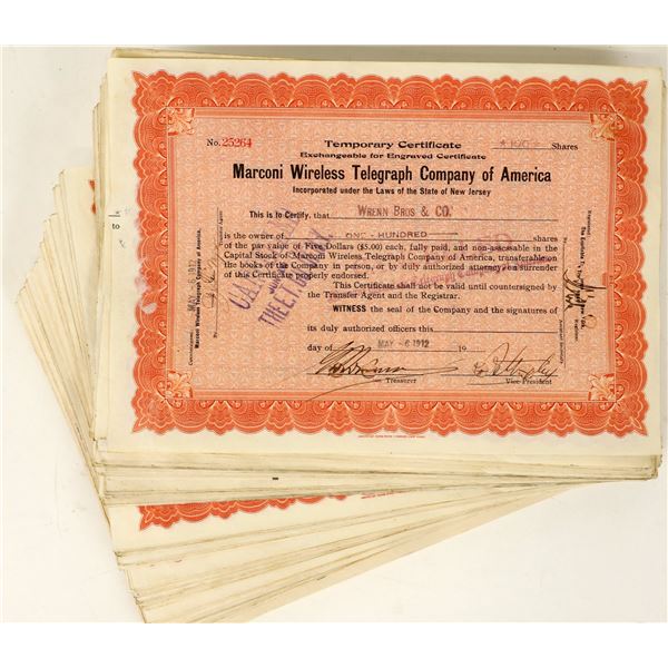 Marconi Wireless Telegraph Company Stock Certificates (200) [207459]