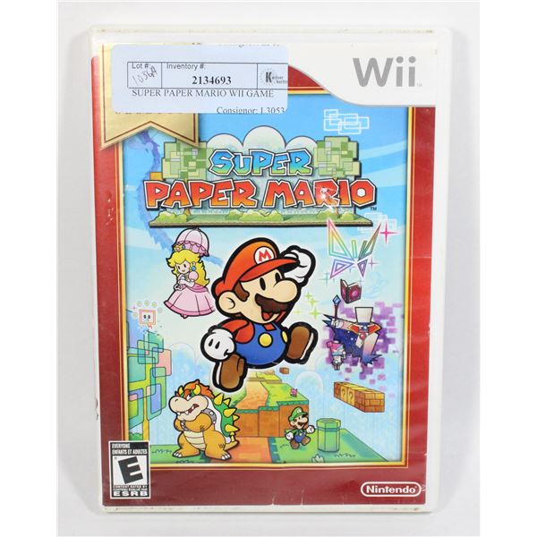 SUPER PAPER MARIO NINTENDO WII GAME