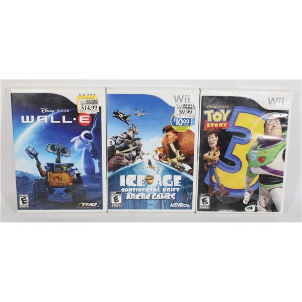 WII GAMES TOY STORY 3 ICE AGE AND WALL E