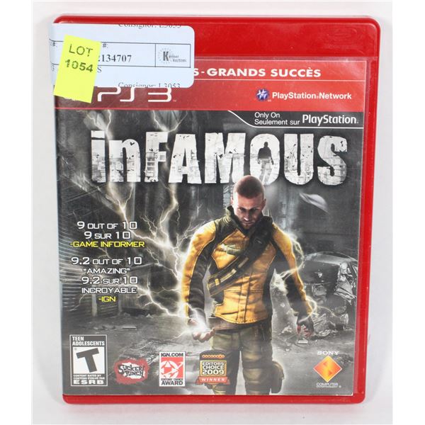 PS3 INFAMOUS GAME IN CASE WITH MANUAL