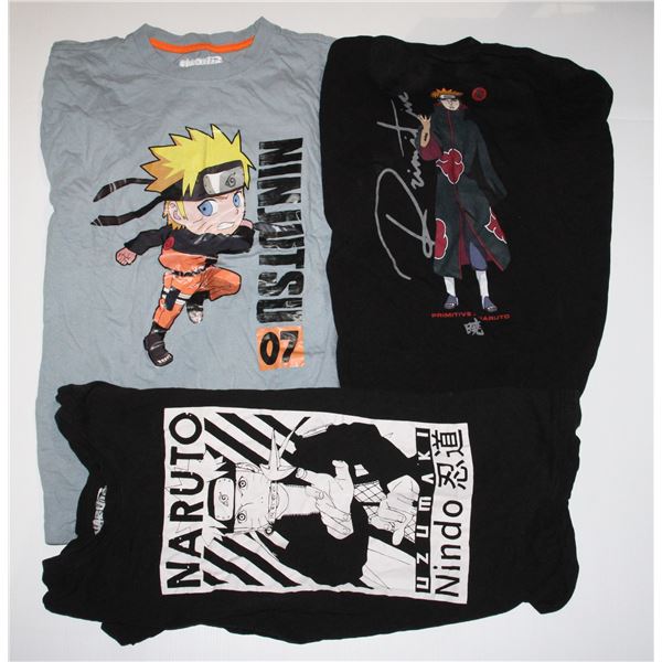 3 NARUTO SHIRTS 2 LARGE 1 MEDIUM