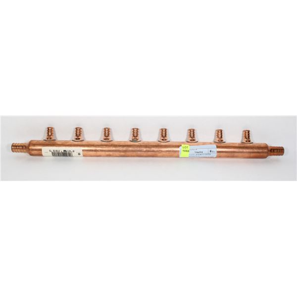 PEX 3/4" x 1/2" , 8 PORT COPPER CROMP MANIFOLD