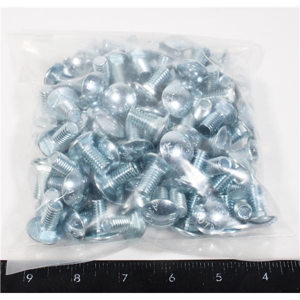 PACKAGE OF 100 CARRIAGE BOLTS 3/8"-16 x 3/4"